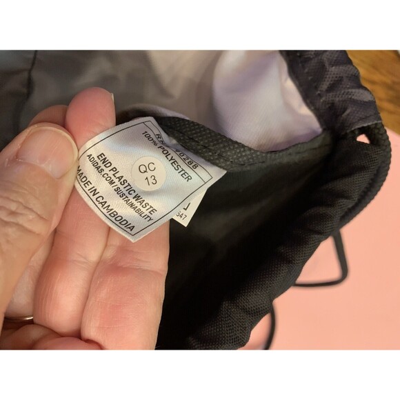 Adidas Limited Edition Three Stripe Backpack Drawstring Tote Pink/Blk Logo Hike - Picture 8 of 11